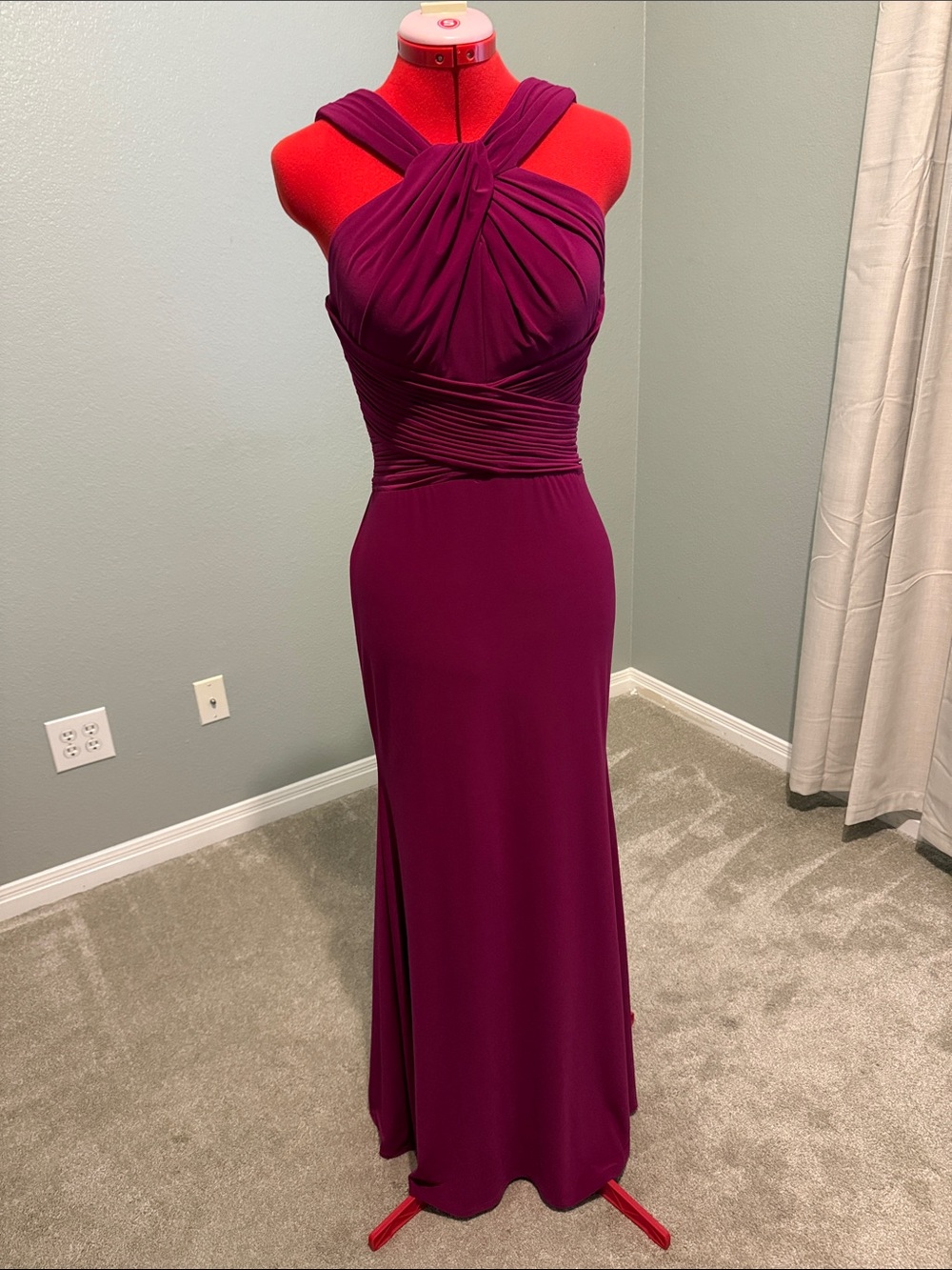 Eliza J Plum Cross-Strap Twisted Bodice Maxi Dress